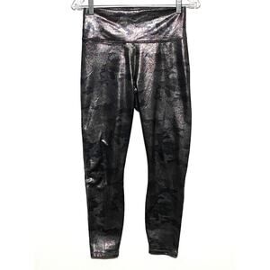 Fabletics Power Hold Leggings Camo Black Gray Shimmer Shiny Womens Small S